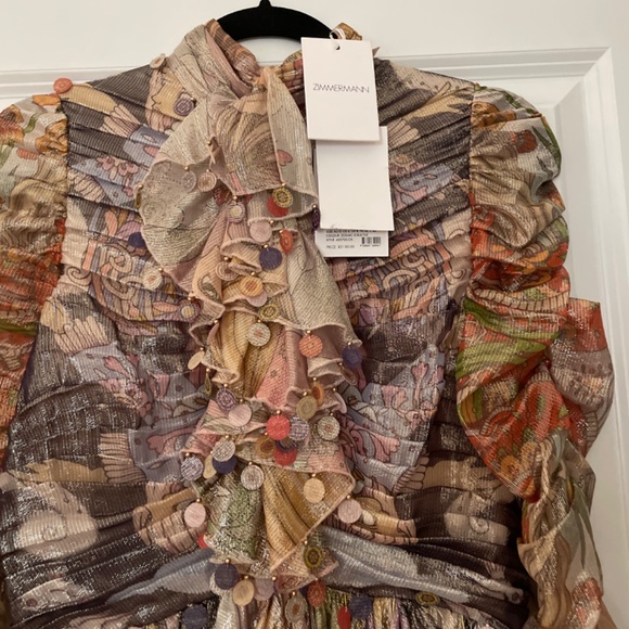 Zimmerman ruffled printed lame' maxi dress - Picture 4 of 4